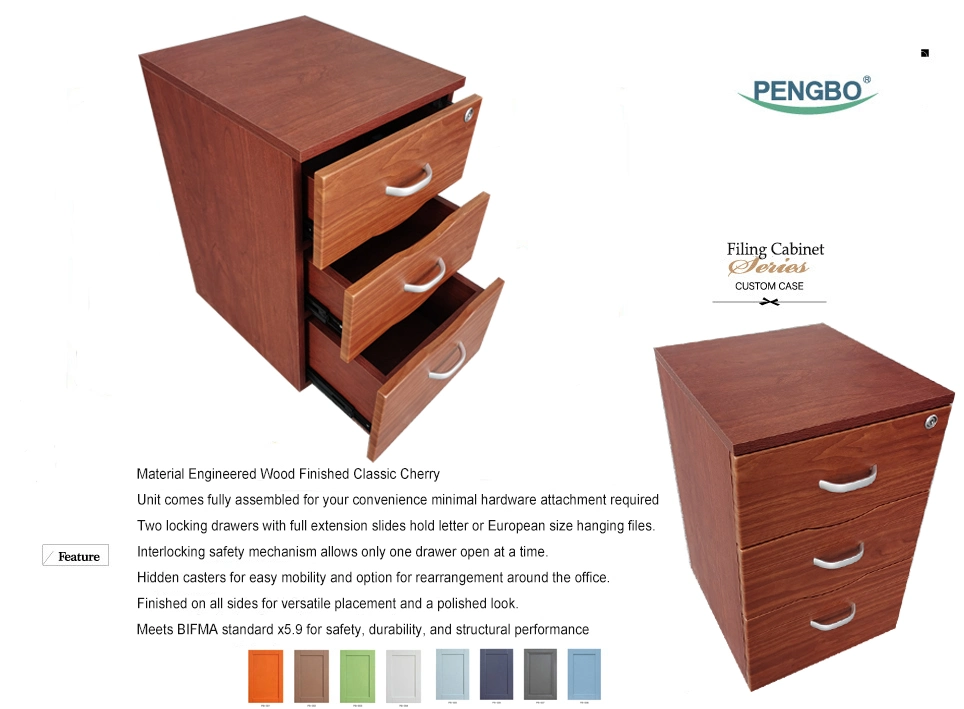 Office Use Legal and Letter Size File Storage 3drawers Lateral Wooden Filing Cabinet