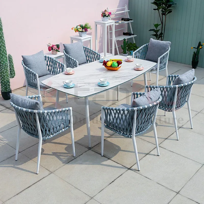 Heißer Verkauf Garten Restaurant Terrasse Outdoor Esstisch Seil Stühle Set