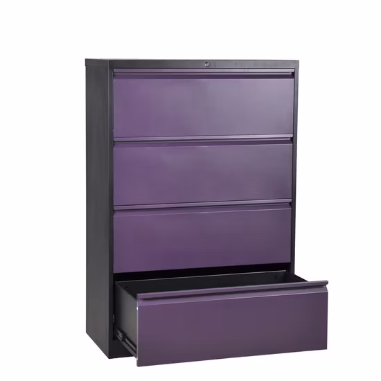 Metall-Büromöbel, seitlicher Stahl-Aktenschrank mit 4 Schubladen für Aufbewahrungstruhen in mehreren Farben