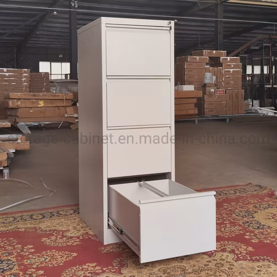 Büromöbel, Schreibtisch, Metall, vertikaler Aktenschrank, 4 Schubladen, seitlicher Aktenschrank aus Stahl (Hellgrau, Weiß und Schwarz)