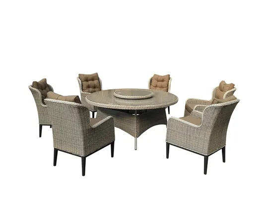 6-teiliges Gartenmöbel-Set aus Metall mit Stuhl und rundem Tisch