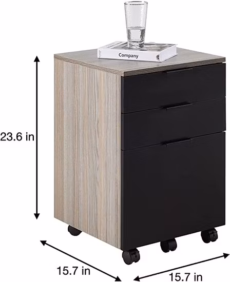 Rollbarer Holz-Aktenschrank mit 3 Schubladen und feststellbaren Rädern, Heimbüro, tragbarer vertikaler mobiler Aktenschrank aus Holz für A4- oder Letter-Format