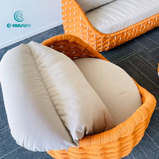Couchtisch-Set mit Seilstühlen mit Aluminiumrahmen für den Außenbereich